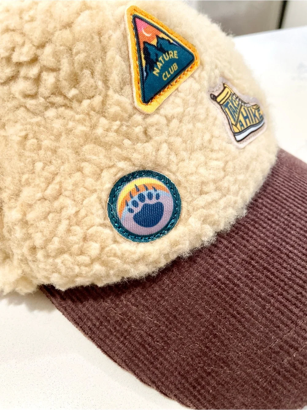 TOP PAW DOG Sherpa Patch Baseball Cap - Beige and Brown